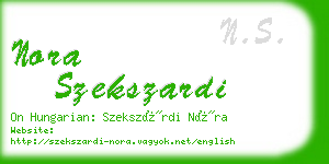 nora szekszardi business card